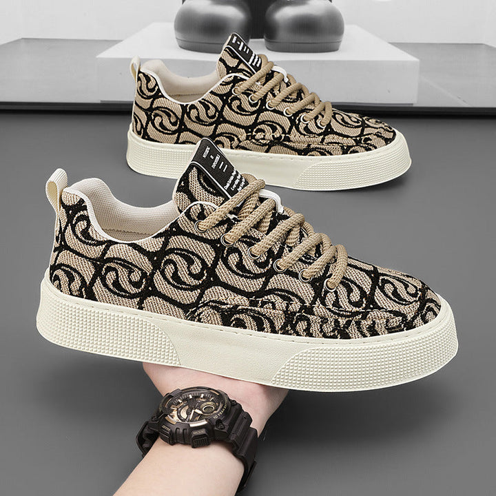 Gros plan sur baskets hommes Mauro, motif jacquard. Style mode décontracté pour un confort urbain optimal.