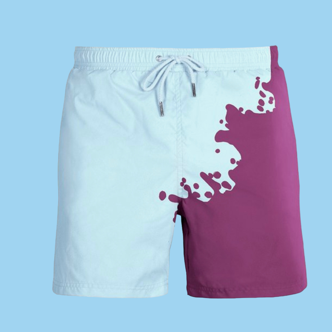 Short de bain homme AquaSplash pour natation et plage. Profitez du changement de couleur unique au contact de l'eau.