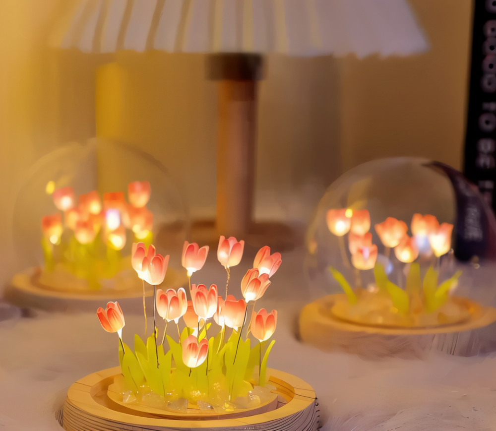 Kit lampe DIY tulipe LED. Créez votre veilleuse décorative florale pour intérieur.