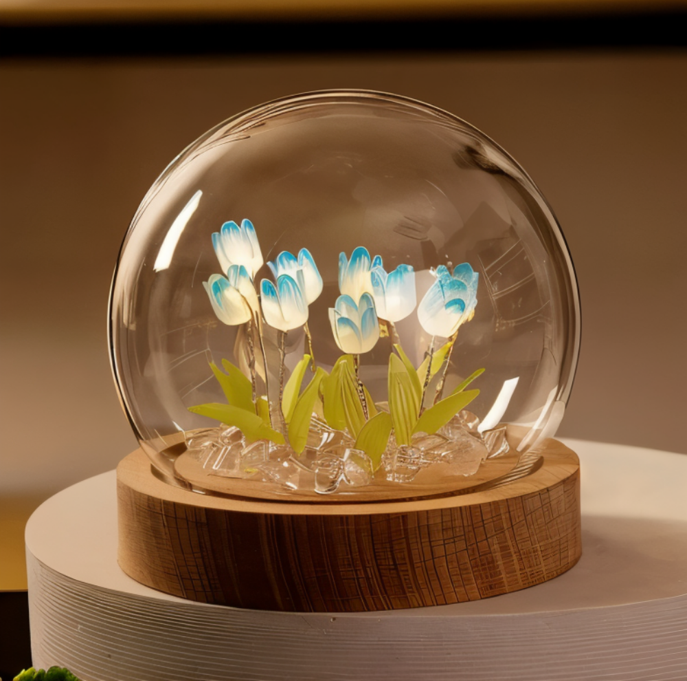 Lampe DIY tulipe LED. Veilleuse décorative pour un intérieur romantique et fleuri.