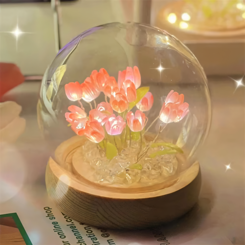 Lampe de table tulipe LED DIY. Créez votre veilleuse florale unique pour la maison.