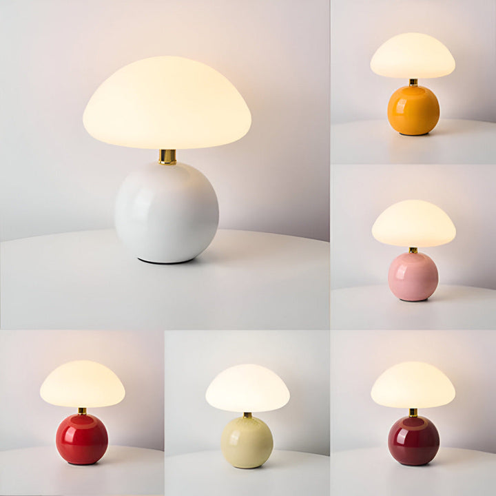 Lampe champignon LED en céramique, design Bauhaus, apportant une touche moderne à votre décor.