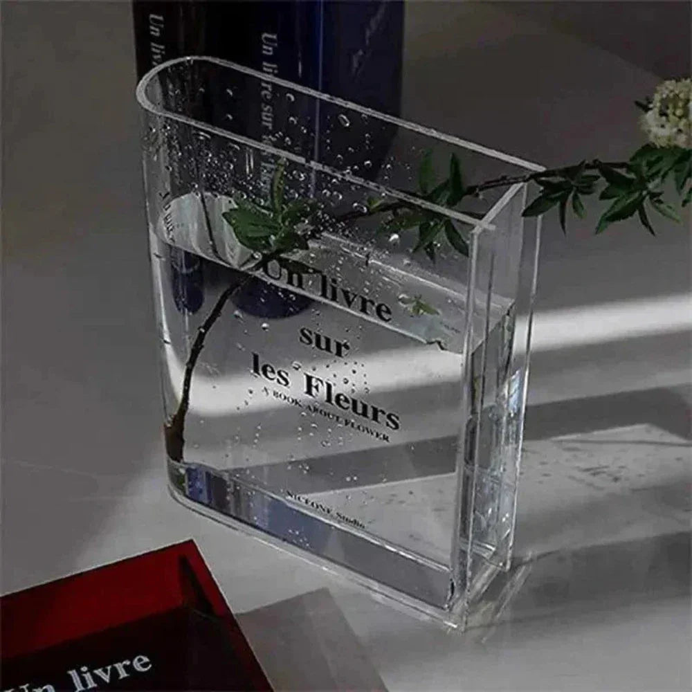 Vase bleu vibrant, idéal pour fleurs fraîches au bureau ou pour décorer la maison.
