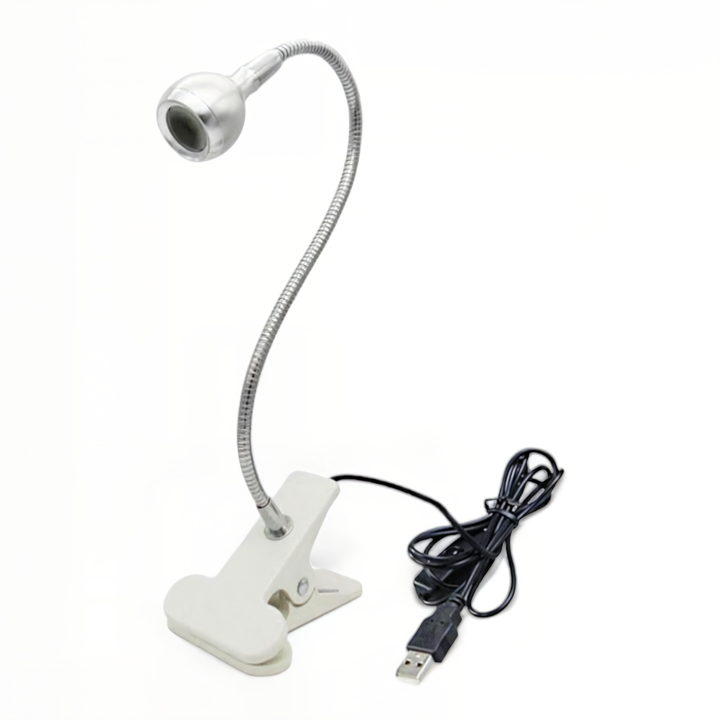 Lampe de lecture LED à pince, flexible USB 360°, parfaite pour le travail et l'étude.