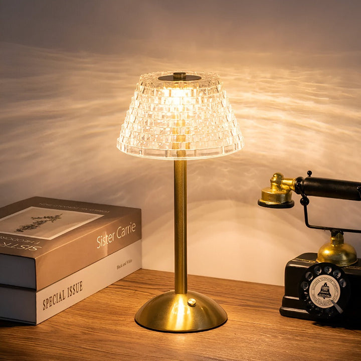 Lampe de table sans fil vintage rechargeable. Éclairage d'ambiance élégant pour salon ou chambre.
