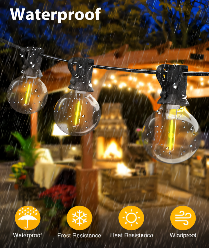 Guirlande lumineuse LED G40 économe en énergie pour une décoration extérieure durable de jardin.