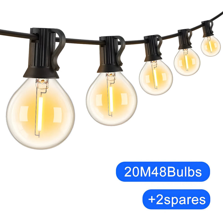 Guirlande lumineuse G40 pour une ambiance estivale et festive dans le jardin, sur la terrasse et patio.