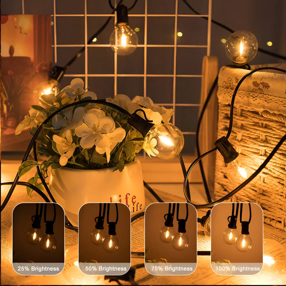 Guirlande lumineuse LED G40 flexible pour décorer un grand jardin ou un petit espace extérieur.
