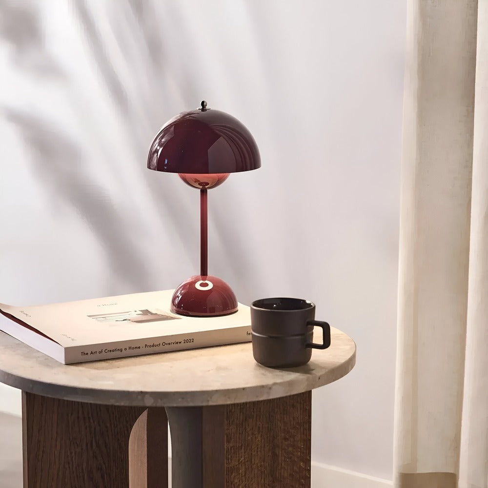 Lampe de table LED champignon moderne, sans fil, avec variateur tactile.