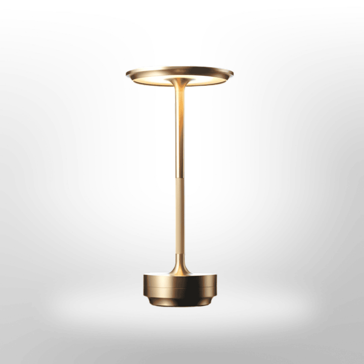 Lampe LED portable et tactile pour table, rechargeable, offrant un éclairage d'ambiance chaleureux et moderne.
