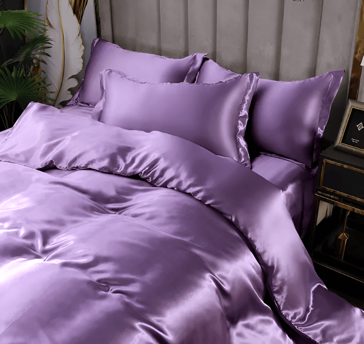 Housse de couette en soie de mûrier, respirante et douce, avec 2 taies.