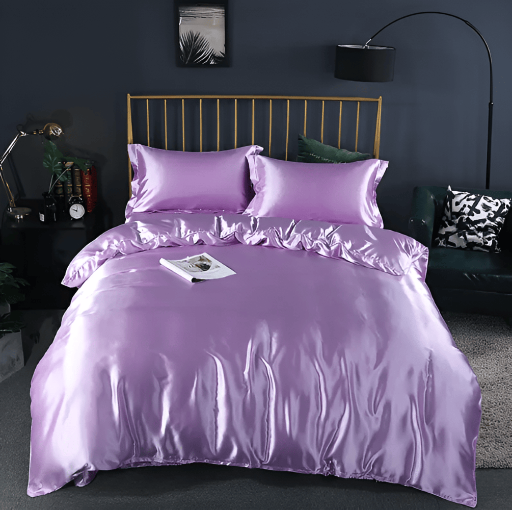 Housse de couette en soie de mûrier, ensemble complet, taies incluses, chambre luxueuse.