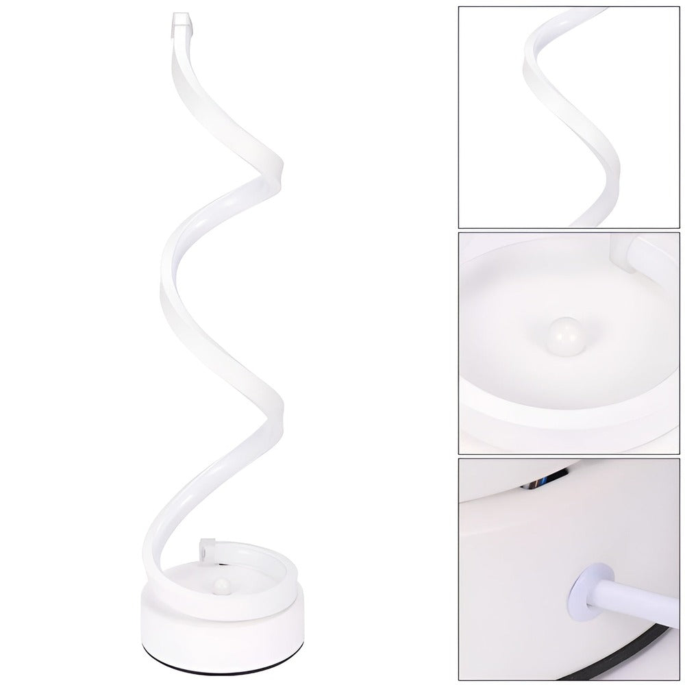 Lampe de table LED spirale Radiant Curve, éclairage d'ambiance tactile, design futuriste et chic en aluminium.
