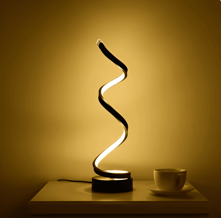 Lampe de table décorative LED spirale, design épuré et contrôle tactile simple, ambiance chic.