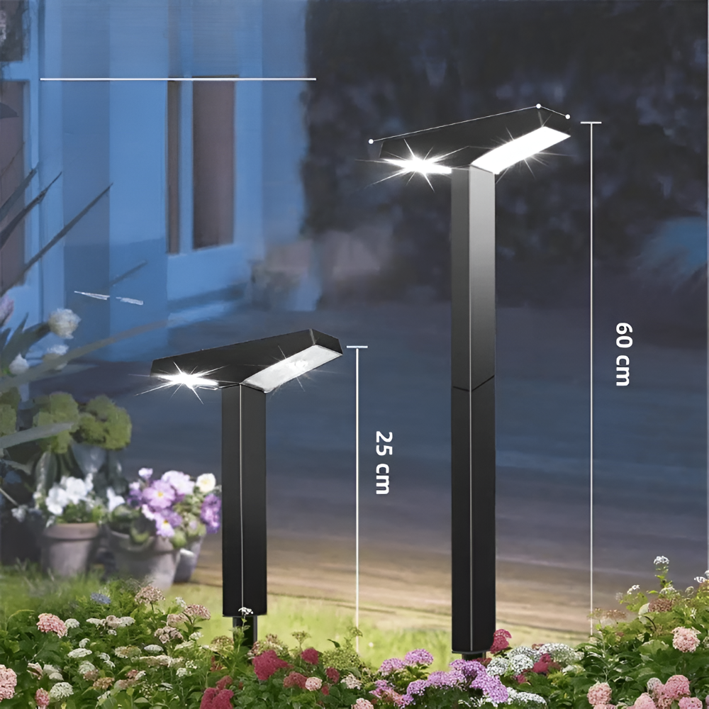 Décoration lumineuse de jardin: 4 lampes solaires LED créent une ambiance chaleureuse en extérieur.