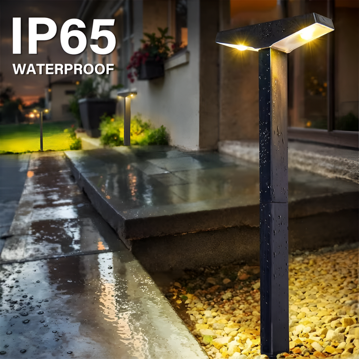 Lumière solaire LED pour balisage d'allée, jardin. Lot de 4 lampes sans fil, résistant à l'eau.