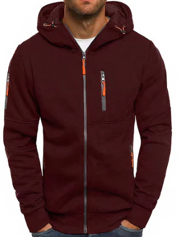 Dos du sweat à capuche zippé homme gris, coupe ajustée et moderne, confort optimal pour le quotidien.