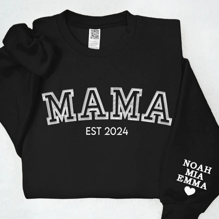 Vêtement personnalisé unisexe brodé noms proches. Cadeau affectif et unique pour famille.