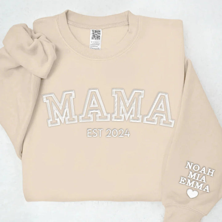 Vêtement confortable et personnalisé unisexe, sweatshirt brodé noms proches, cadeau affectif.