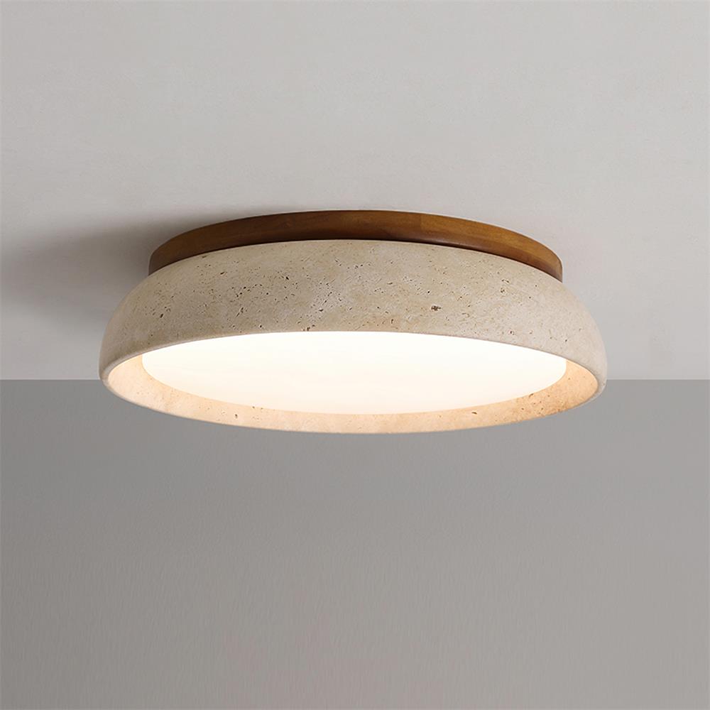 Lampe de plafond en travertin avec fonction de gradation, lumière ajustable pour salon.