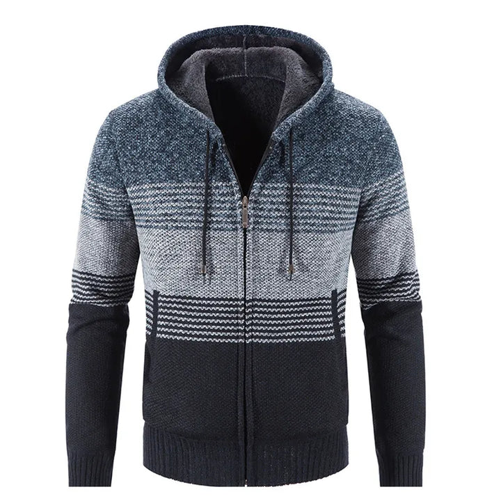 Sweatshirt à capuche pour homme avec rayures, design décontracté et confortable, essentiel pour l'automne.