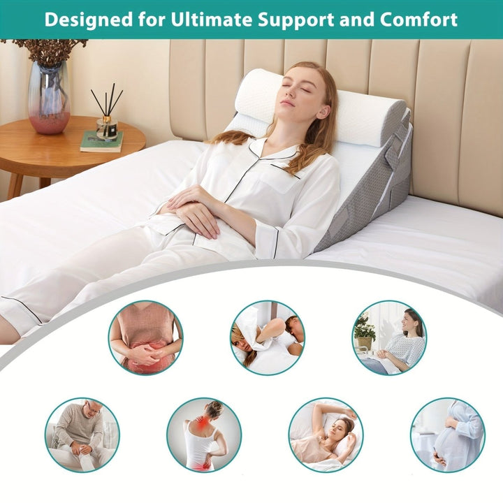 Coussin de soutien des jambes ajustable en mousse mémoire pour relaxation et confort optimal.