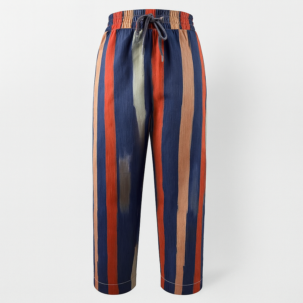 Pantalon femme élégant en coton et lin, alliant confort et style pour un look estival raffiné.