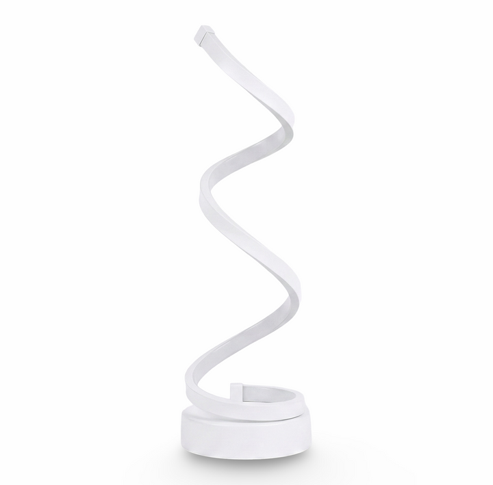 Lampe d'ambiance LED spirale tactile, parfaite pour décoration de salon moderne ou table de chevet.
