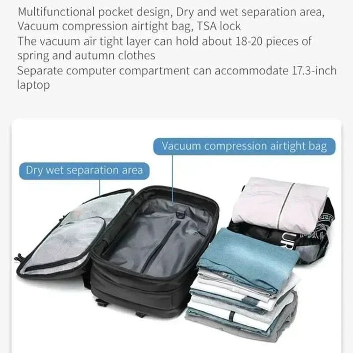 Sac à dos de voyage AIRTRAIL compressible, parfait comme bagage à main portable et léger.