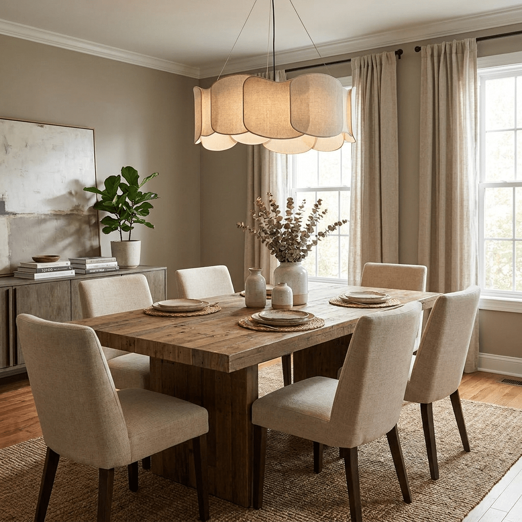 Suspension nuage tissu diffus beige, luminaire design d'intérieur, parfait pour une ambiance cosy.