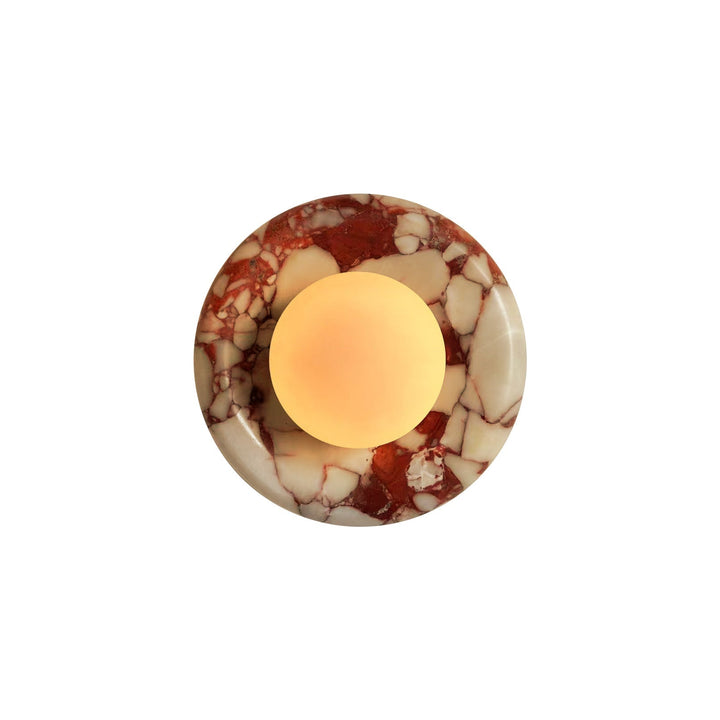 Luminaire mural contemporain, marbre & verre, pour salon. Ambiance chaleureuse LED G9.