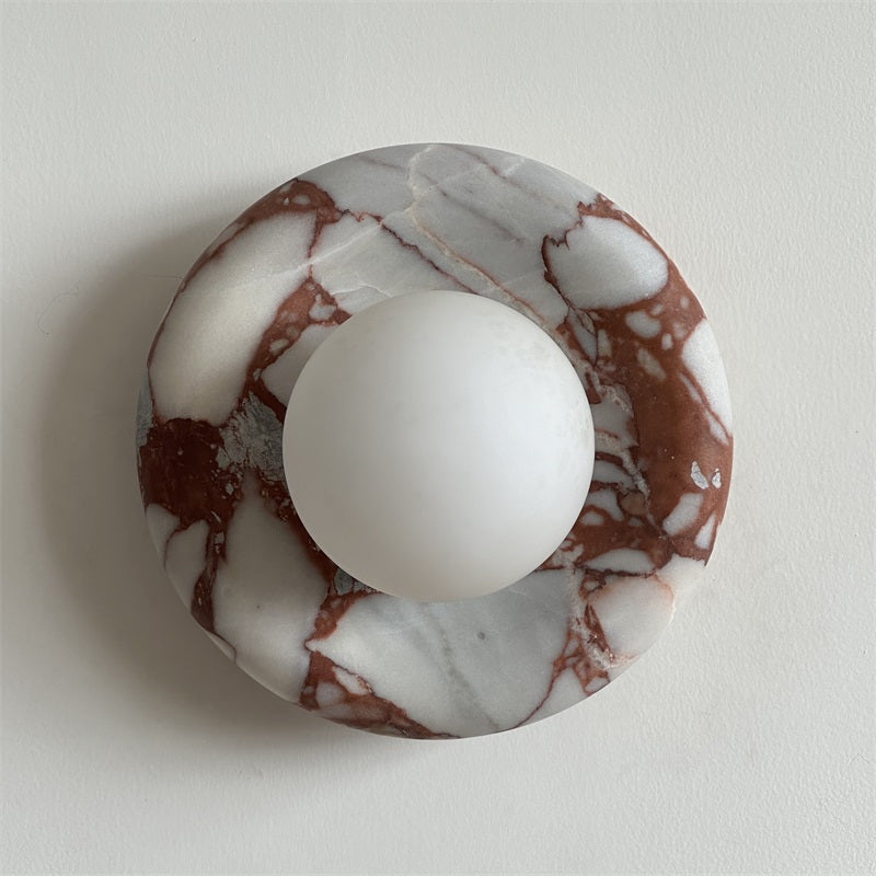 Applique murale intérieure moderne en marbre et verre. Douille G9 LED. Éclairage discret.