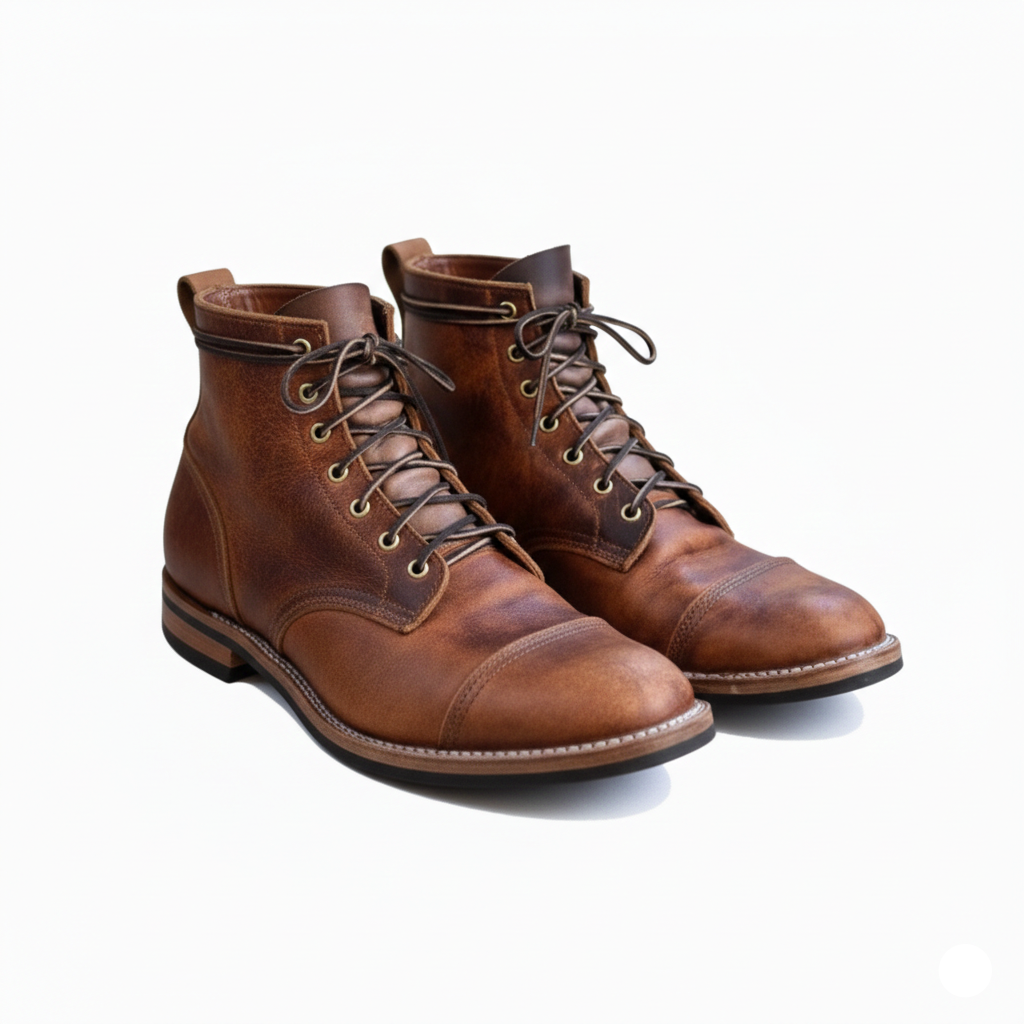 Bottes montantes homme marron à lacets Heritage, élégantes et polyvalentes pour un look automne-hiver chic.
