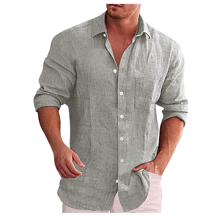 Chemise homme décontractée chic. Col rabattu et style polyvalent pour les saisons printemps et été.