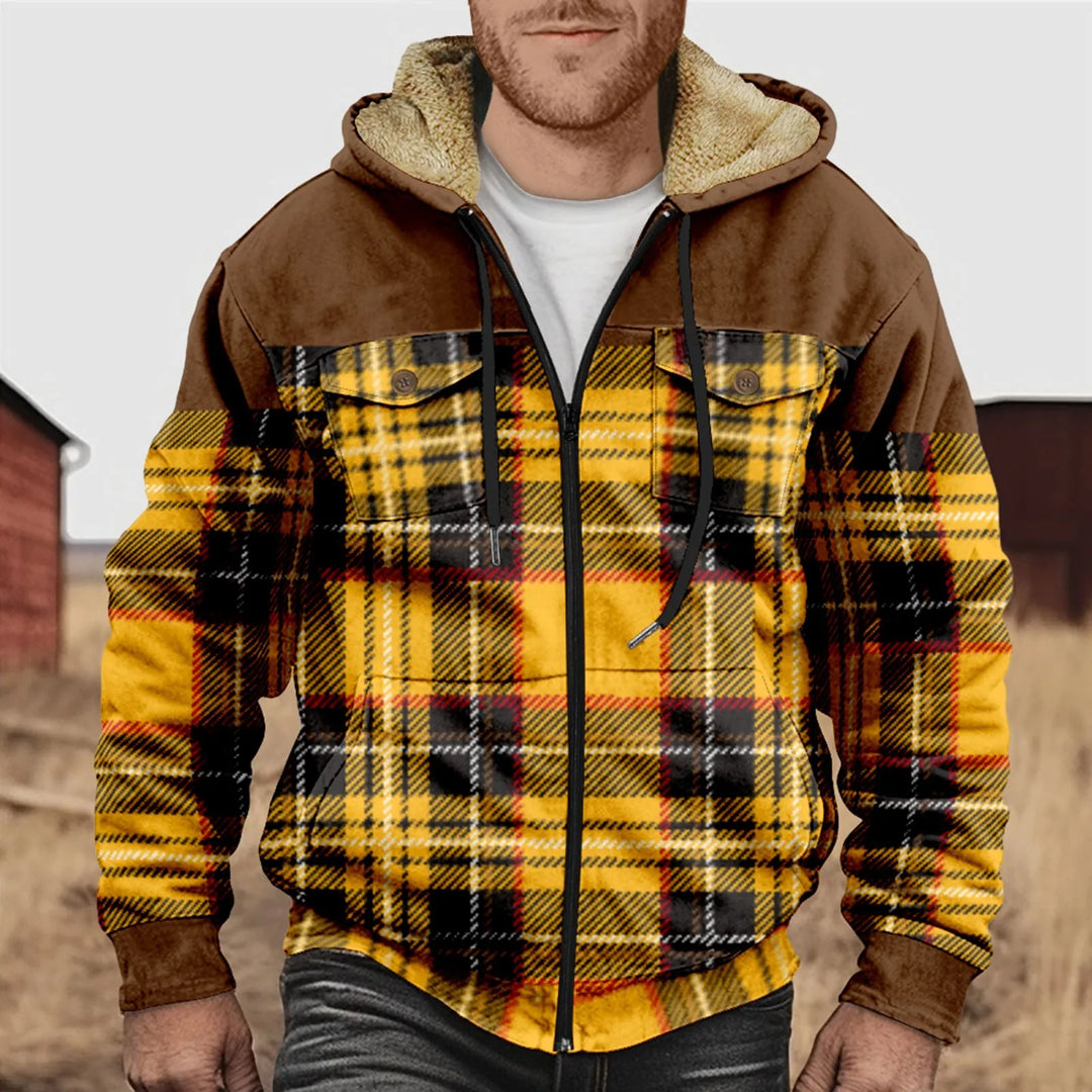 Homme portant une veste chemise chaude et polyvalente, parfaite pour une sortie décontractée en automne.