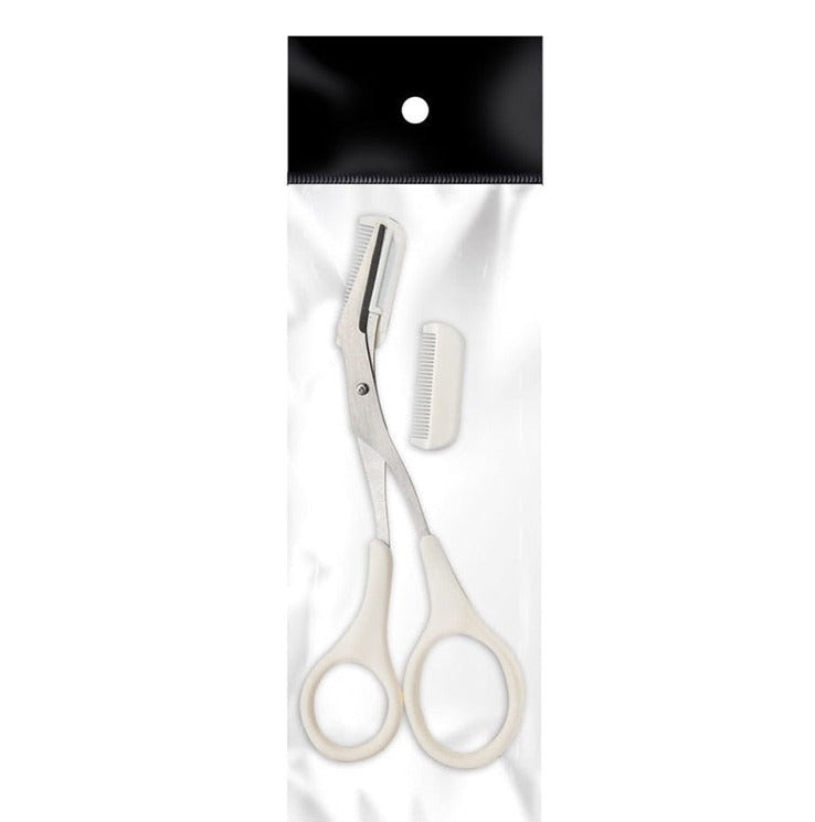 Accessoire maquillage TrimLuxe: ciseaux à sourcils avec peigne, pour une épilation précise.
