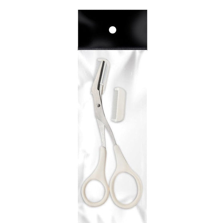 Accessoire maquillage TrimLuxe: ciseaux à sourcils avec peigne, pour une épilation précise.