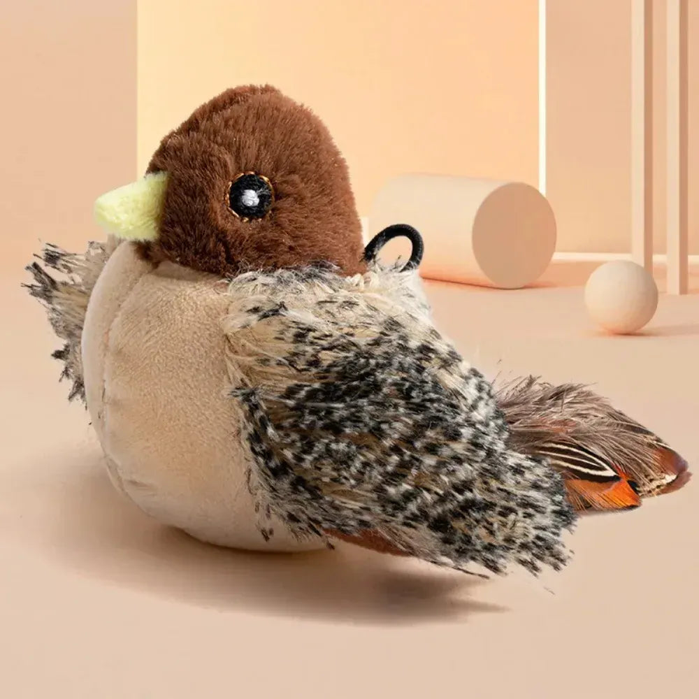 Jouet chat interactif volant en forme d'oiseau pour stimuler la chasse et le jeu.