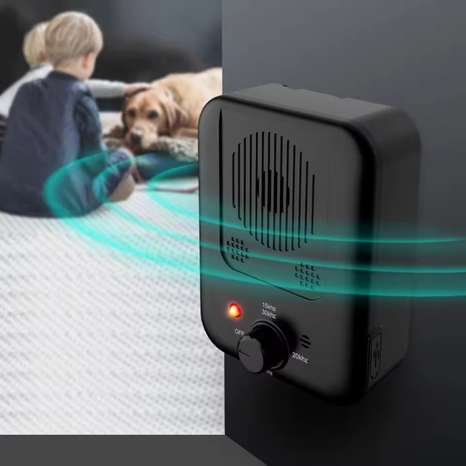 Dispositif automatique anti-aboiement à ultrasons pour dresser les chiens, intérieur/extérieur.