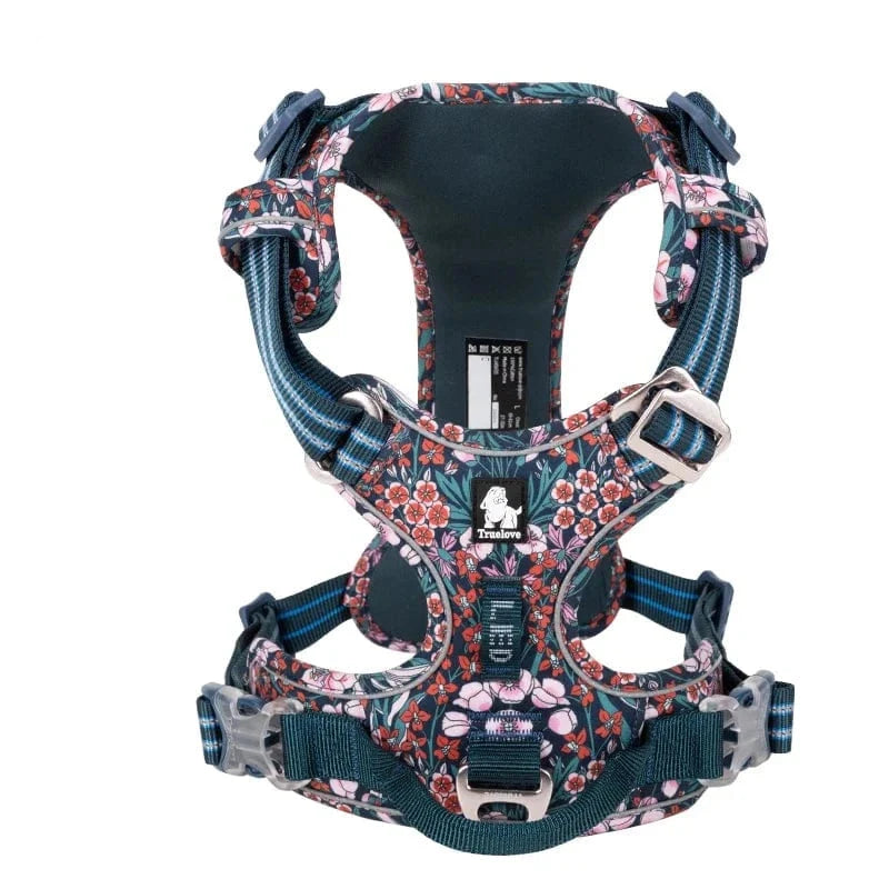 Harnais ajustable pour chien, confort optimal en promenade. Sécurité renforcée pour toutes tailles.