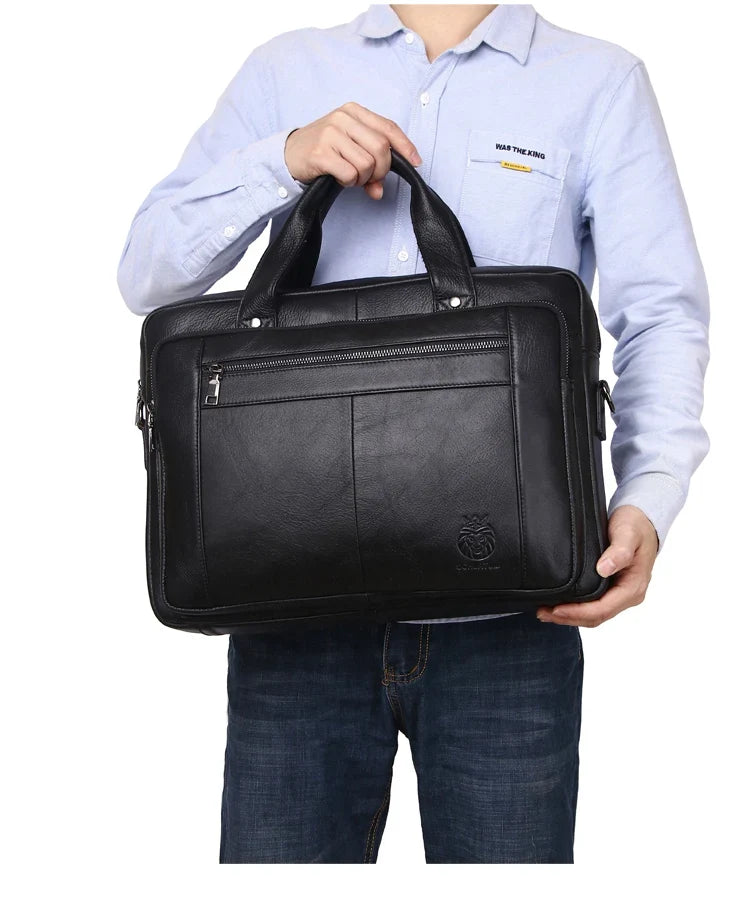 Sac en cuir pour homme, spacieux pour les documents, accessoires de travail et petits objets personnels.