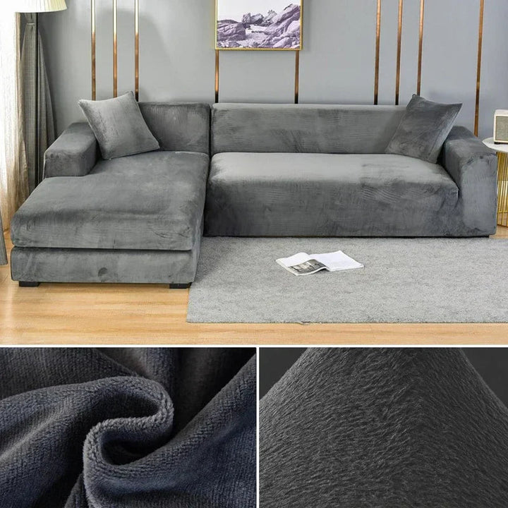 Housse lavable en velours élastique pour canapé, confort et entretien facile.