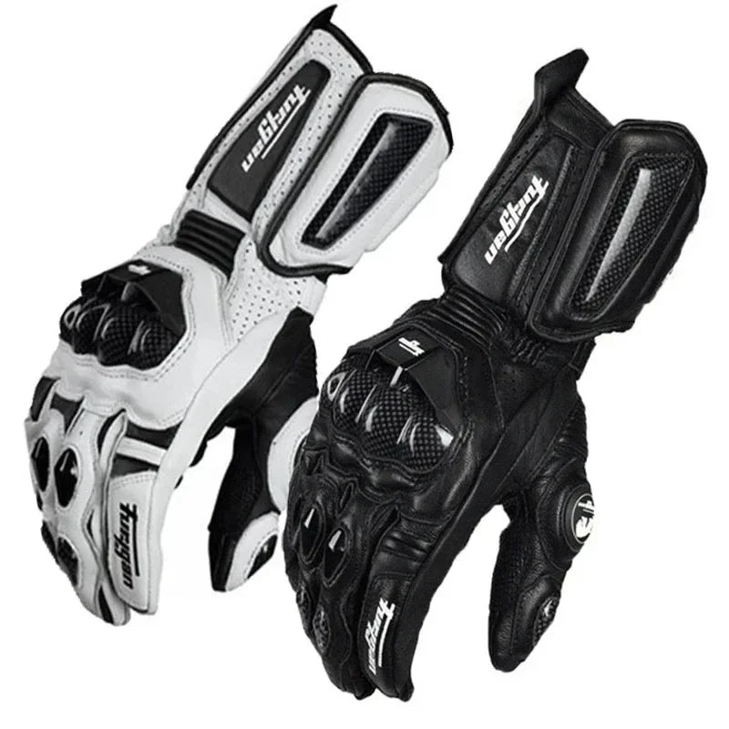 Gants moto hiver en cuir et carbone, imperméables et coupe-vent, protection optimale pour motard.