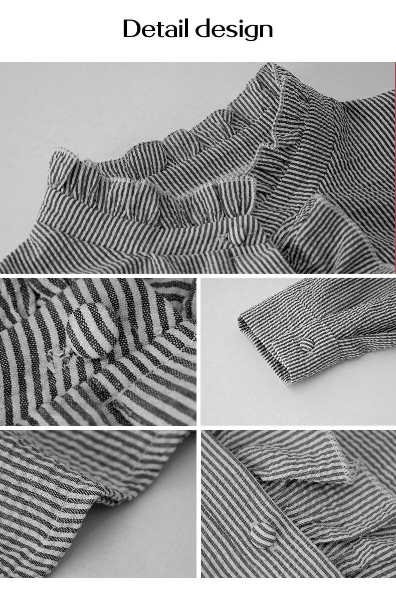 Haut femme rayé, blouse chic et mode tendance, idéal pour printemps-été, très confortable et versatile.