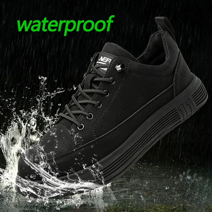 Chaussures de sécurité unisexes sans lacets, embout acier. Protection étanche et robuste pour le travail.