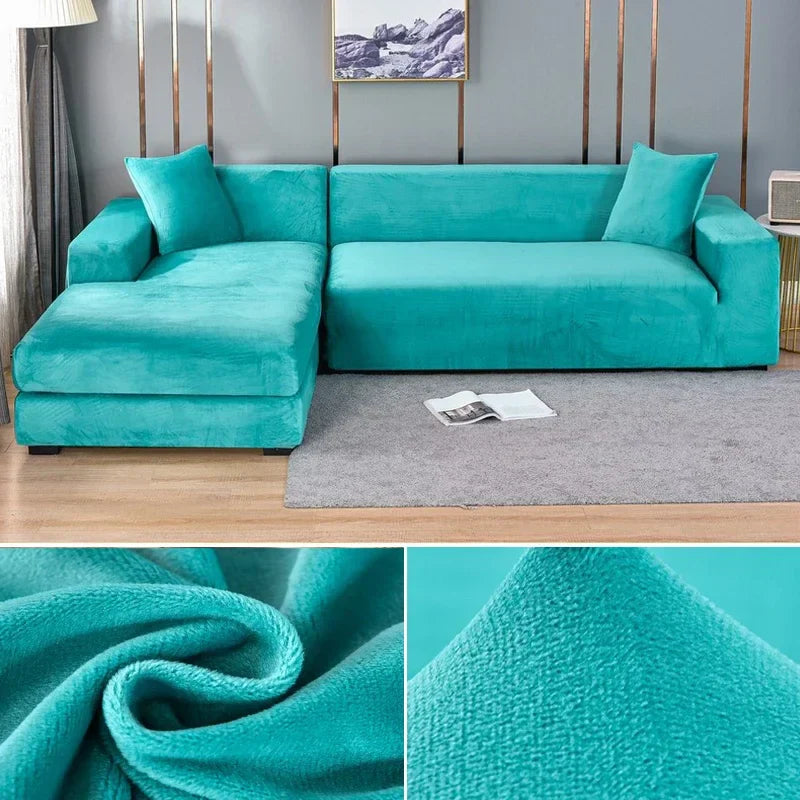 Housse de canapé en velours doux, extensible, protection et style pour votre salon.