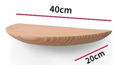 Étagère en chêne massif flottante, design semi-circulaire unique, ajoute une touche moderne au mur.