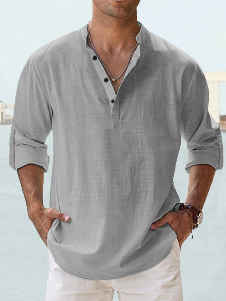 Chemise homme mode décontractée, col chinois. Matière légère et respirante, essentielle pour l'été.