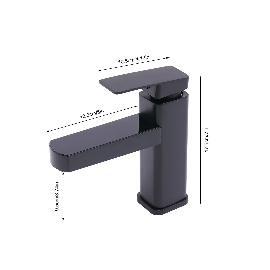 Robinet de lavabo numérique en acier inoxydable noir mat, design moderne, avec affichage LED.