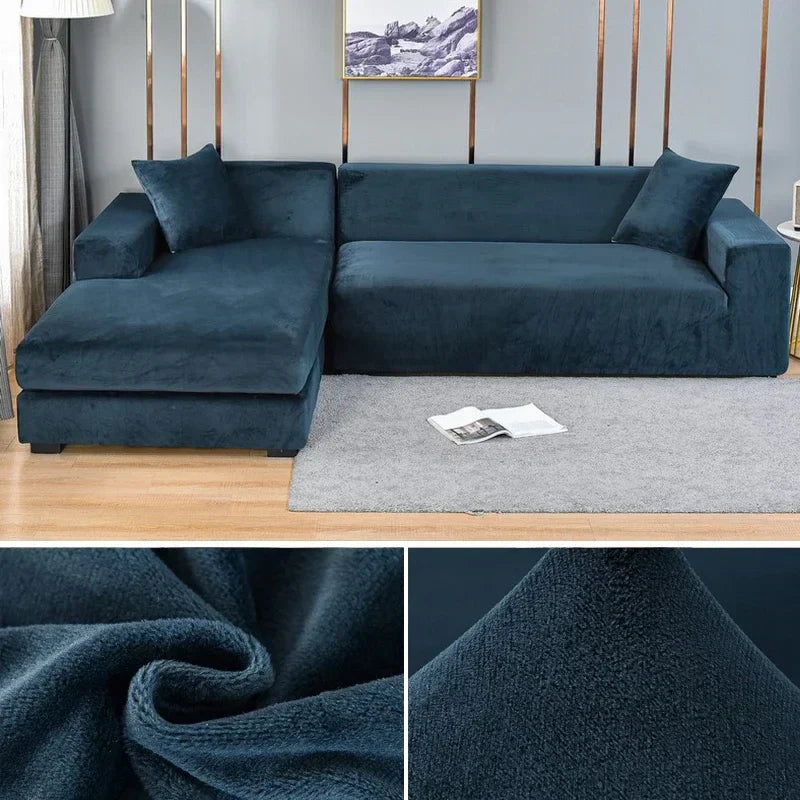 Transformez votre salon avec cette housse de canapé velours extensible, look neuf.